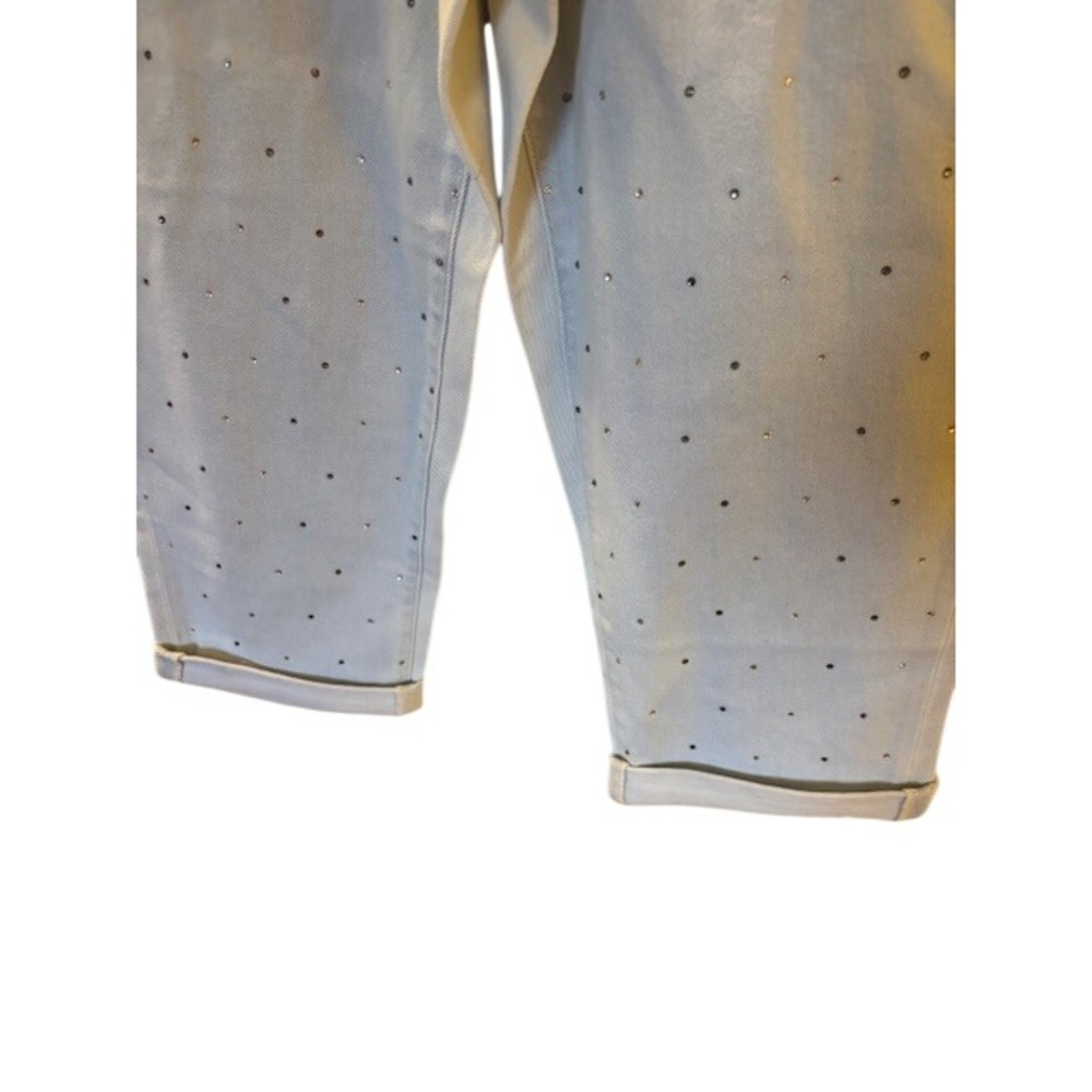 Lane Bryant Boyfriend Capri Jeans Light Wash Rhinestone Mid-Rise Size 12 New - Picture 5 of 10
